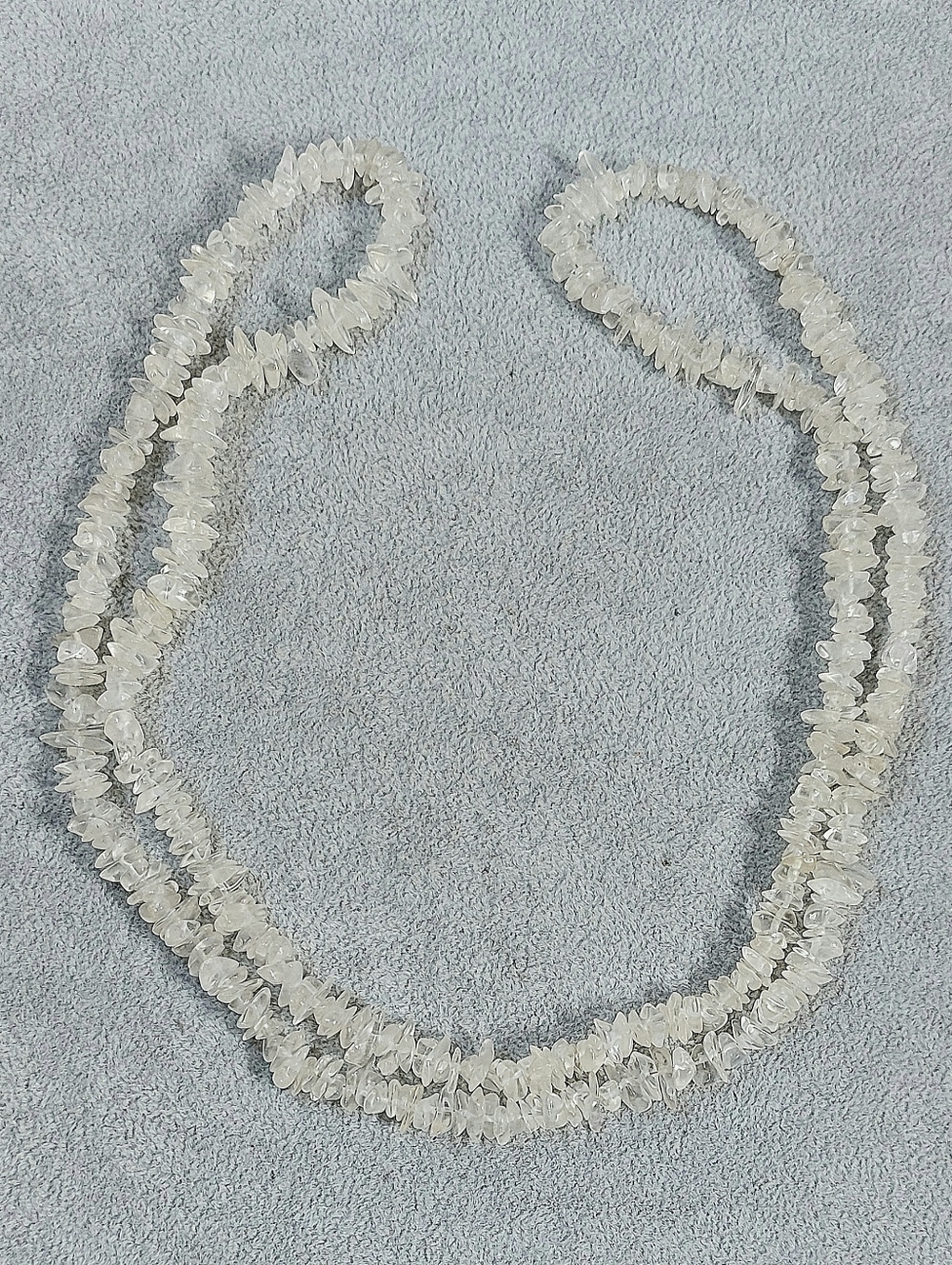 Vintage Clear Quartz Chip Necklace - Elegant White Crystal Strand